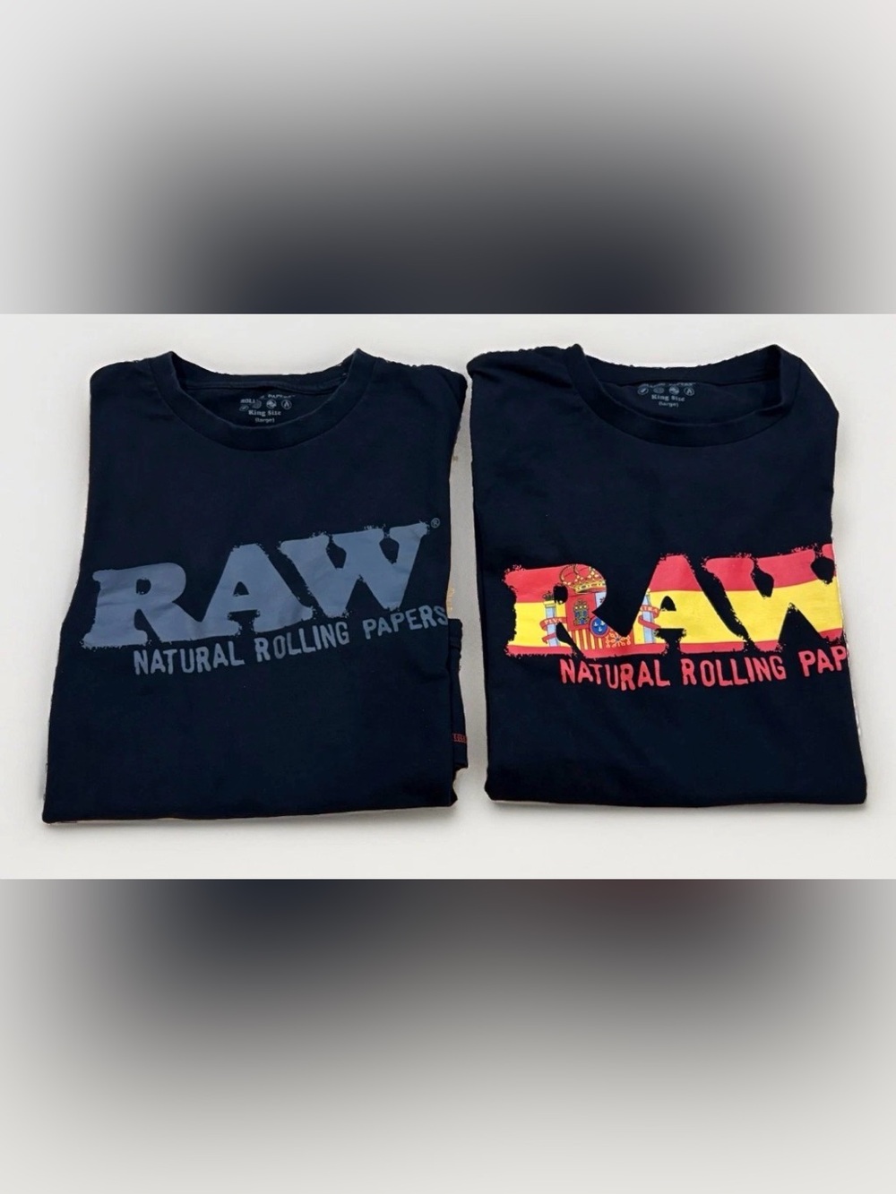 Lot of 2 Raw Rolling Papers T-Shirts Size Large Stash Pockets Black Rare Merch